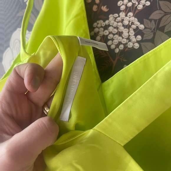The Helmut Lang Long Double Satin Sash Dress - Neon Yellow size 6 - Picture 10 of 11